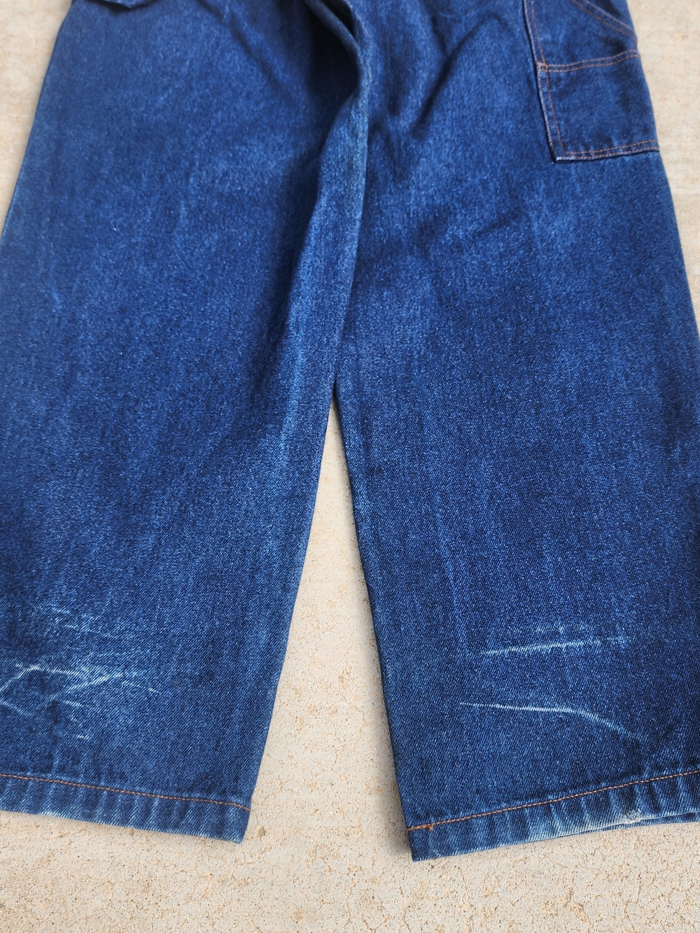FUBU Vintage 90s Dark Blue Denim Baggy Carpenter Jeans with Pocket Logo, Sz 32 - Picture 4 of 8
